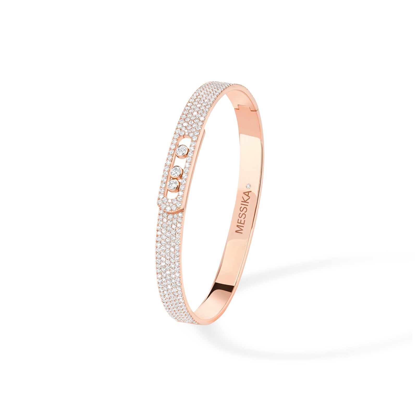 Large Pink Gold Diamond Bangle Bracelet Move Romane | Messika 06747-PG